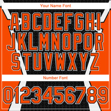 Load image into Gallery viewer, Custom Black Orange-White Arrow 3D Pattern Design Bomber Full-Snap Varsity Letterman Hoodie Jacket
