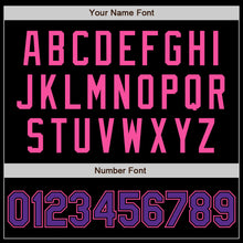 Load image into Gallery viewer, Custom Black Purple-Pink Bomber Varsity Letterman Zipper Jacket
