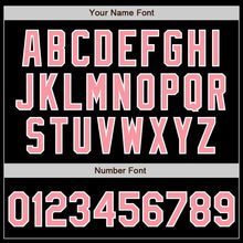 Load image into Gallery viewer, Custom Black Medium Pink-White Bomber Varsity Letterman Zipper Jacket
