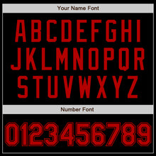 Load image into Gallery viewer, Custom Black Red Bomber Varsity Letterman Zipper Jacket

