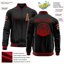 Load image into Gallery viewer, Custom Black Camo-Red Bomber Varsity Letterman Zipper Jacket

