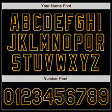 Load image into Gallery viewer, Custom Black Gold Bomber Varsity Letterman Zipper Jacket
