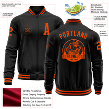 Load image into Gallery viewer, Custom Black Orange Bomber Varsity Letterman Zipper Jacket
