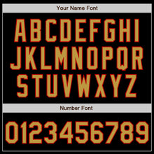 Load image into Gallery viewer, Custom Black Old Gold-Red Bomber Varsity Letterman Zipper Jacket
