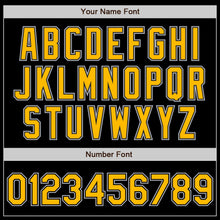 Load image into Gallery viewer, Custom Black Gold-Gray Bomber Varsity Letterman Zipper Jacket
