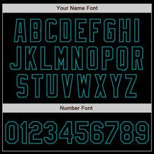 Load image into Gallery viewer, Custom Black Teal Bomber Varsity Letterman Zipper Jacket
