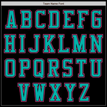 Load image into Gallery viewer, Custom Black Aqua-Pink Bomber Varsity Letterman Zipper Jacket
