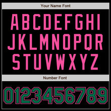 Load image into Gallery viewer, Custom Black Pink-Kelly Green Bomber Varsity Letterman Zipper Jacket
