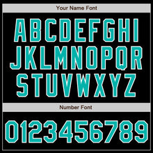 Load image into Gallery viewer, Custom Black Aqua-White Bomber Varsity Letterman Zipper Jacket
