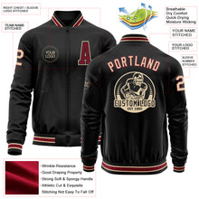 Load image into Gallery viewer, Custom Black Crimson-City Cream Bomber Varsity Letterman Zipper Jacket

