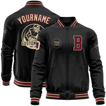 Load image into Gallery viewer, Custom Black Crimson-City Cream Bomber Varsity Letterman Zipper Jacket
