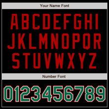 Load image into Gallery viewer, Custom Black Kelly Green-Red Bomber Varsity Letterman Zipper Jacket
