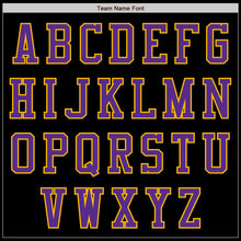 Load image into Gallery viewer, Custom Black Purple-Gold Bomber Varsity Letterman Zipper Jacket
