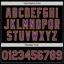 Load image into Gallery viewer, Custom Black Purple-Gold Bomber Varsity Letterman Zipper Jacket
