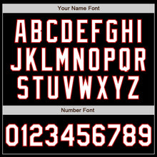 Load image into Gallery viewer, Custom Black Red-White Bomber Varsity Letterman Zipper Jacket

