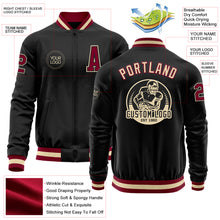 Load image into Gallery viewer, Custom Black Maroon-Cream Bomber Varsity Letterman Zipper Jacket
