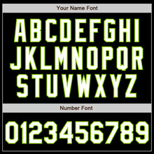 Load image into Gallery viewer, Custom Black Neon Green-White Bomber Varsity Letterman Zipper Jacket

