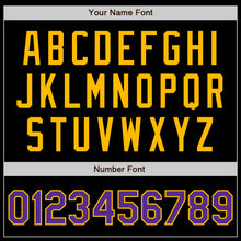 Load image into Gallery viewer, Custom Black Gold-Purple Bomber Varsity Letterman Zipper Jacket
