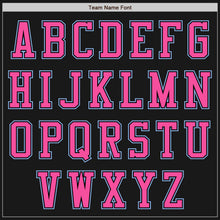 Load image into Gallery viewer, Custom Black Light Blue-Pink Bomber Varsity Letterman Two Tone Zipper Jacket

