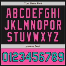 Load image into Gallery viewer, Custom Black Aqua-Pink Bomber Varsity Letterman Two Tone Zipper Jacket
