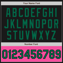 Load image into Gallery viewer, Custom Black Kelly Green-Pink Bomber Varsity Letterman Two Tone Zipper Jacket

