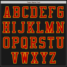 Load image into Gallery viewer, Custom Black Gold-Red Bomber Varsity Letterman Two Tone Zipper Jacket
