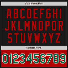 Load image into Gallery viewer, Custom Black Kelly Green-Red Bomber Varsity Letterman Two Tone Zipper Jacket
