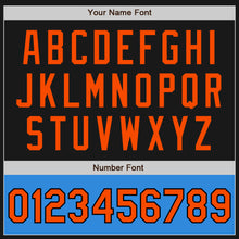 Load image into Gallery viewer, Custom Black Orange-Powder Blue Bomber Varsity Letterman Two Tone Zipper Jacket
