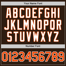 Load image into Gallery viewer, Custom Brown Orange-White Bomber Full-Snap Varsity Letterman Hoodie Jacket
