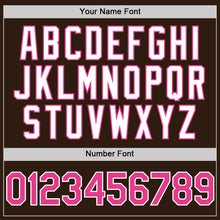 Load image into Gallery viewer, Custom Brown Pink-White Bomber Full-Snap Varsity Letterman Hoodie Jacket
