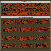 Load image into Gallery viewer, Custom Olive Black-Orange Bomber Full-Snap Varsity Letterman Salute To Service Hoodie Jacket

