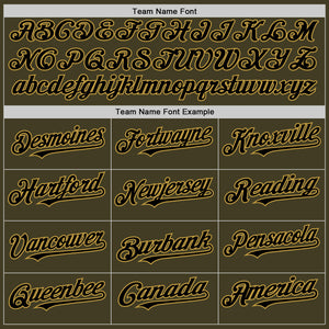 Custom Olive Black-Old Gold Bomber Full-Snap Varsity Letterman Salute To Service Hoodie Jacket