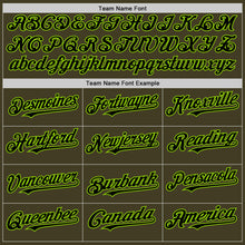 Load image into Gallery viewer, Custom Olive Black-Neon Green Bomber Full-Snap Varsity Letterman Salute To Service Hoodie Jacket
