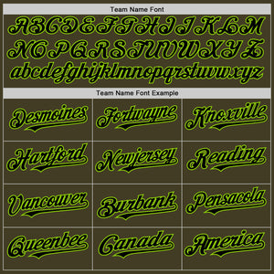Custom Olive Black-Neon Green Bomber Full-Snap Varsity Letterman Salute To Service Hoodie Jacket