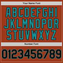 Load image into Gallery viewer, Custom Texas Orange Black-Teal Bomber Full-Snap Varsity Letterman Two Tone Hoodie Jacket
