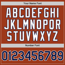 Load image into Gallery viewer, Custom Texas Orange Navy-White Bomber Full-Snap Varsity Letterman Two Tone Hoodie Jacket
