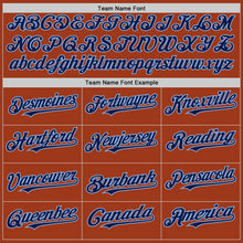 Load image into Gallery viewer, Custom Texas Orange Navy-Light Blue Bomber Full-Snap Varsity Letterman Two Tone Hoodie Jacket
