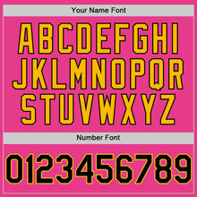 Load image into Gallery viewer, Custom Pink Black-Gold Bomber Full-Snap Varsity Letterman Hoodie Jacket
