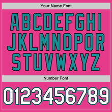 Load image into Gallery viewer, Custom Pink Black-Teal Bomber Full-Snap Varsity Letterman Hoodie Jacket
