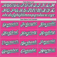 Load image into Gallery viewer, Custom Pink Black-Aqua Bomber Full-Snap Varsity Letterman Hoodie Jacket

