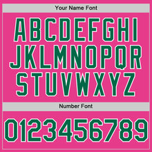 Load image into Gallery viewer, Custom Pink Kelly Green-White Bomber Full-Snap Varsity Letterman Hoodie Jacket
