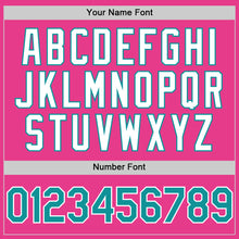 Load image into Gallery viewer, Custom Pink Teal-White Bomber Full-Snap Varsity Letterman Hoodie Jacket
