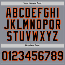 Load image into Gallery viewer, Custom Gray Black-Orange Bomber Full-Snap Varsity Letterman Hoodie Jacket

