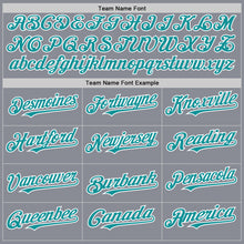 Load image into Gallery viewer, Custom Gray Teal-White Bomber Full-Snap Varsity Letterman Hoodie Jacket

