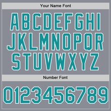 Load image into Gallery viewer, Custom Gray Teal-White Bomber Full-Snap Varsity Letterman Hoodie Jacket
