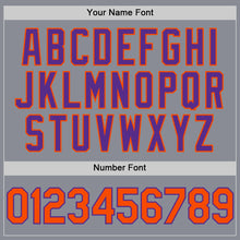 Load image into Gallery viewer, Custom Gray Purple-Orange Bomber Full-Snap Varsity Letterman Hoodie Jacket
