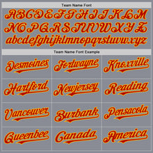 Load image into Gallery viewer, Custom Gray Red-Gold Bomber Full-Snap Varsity Letterman Hoodie Jacket
