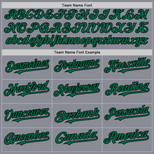 Load image into Gallery viewer, Custom Gray Kelly Green Black-Cream Bomber Full-Snap Varsity Letterman Two Tone Hoodie Jacket
