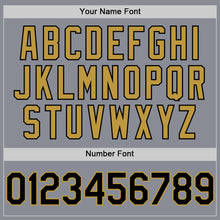 Load image into Gallery viewer, Custom Gray Black-Old Gold Bomber Full-Snap Varsity Letterman Two Tone Hoodie Jacket
