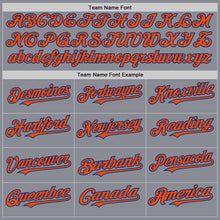 Load image into Gallery viewer, Custom Gray Orange-Royal Bomber Full-Snap Varsity Letterman Two Tone Hoodie Jacket
